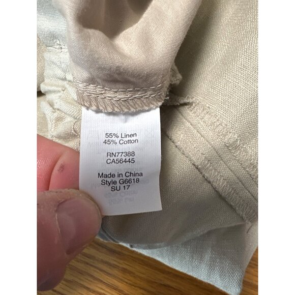 J. Crew Womens Beige Linen-Blend With Elastic Waist & Tie Belt Ankle Pants Sz 12 - Picture 7 of 10